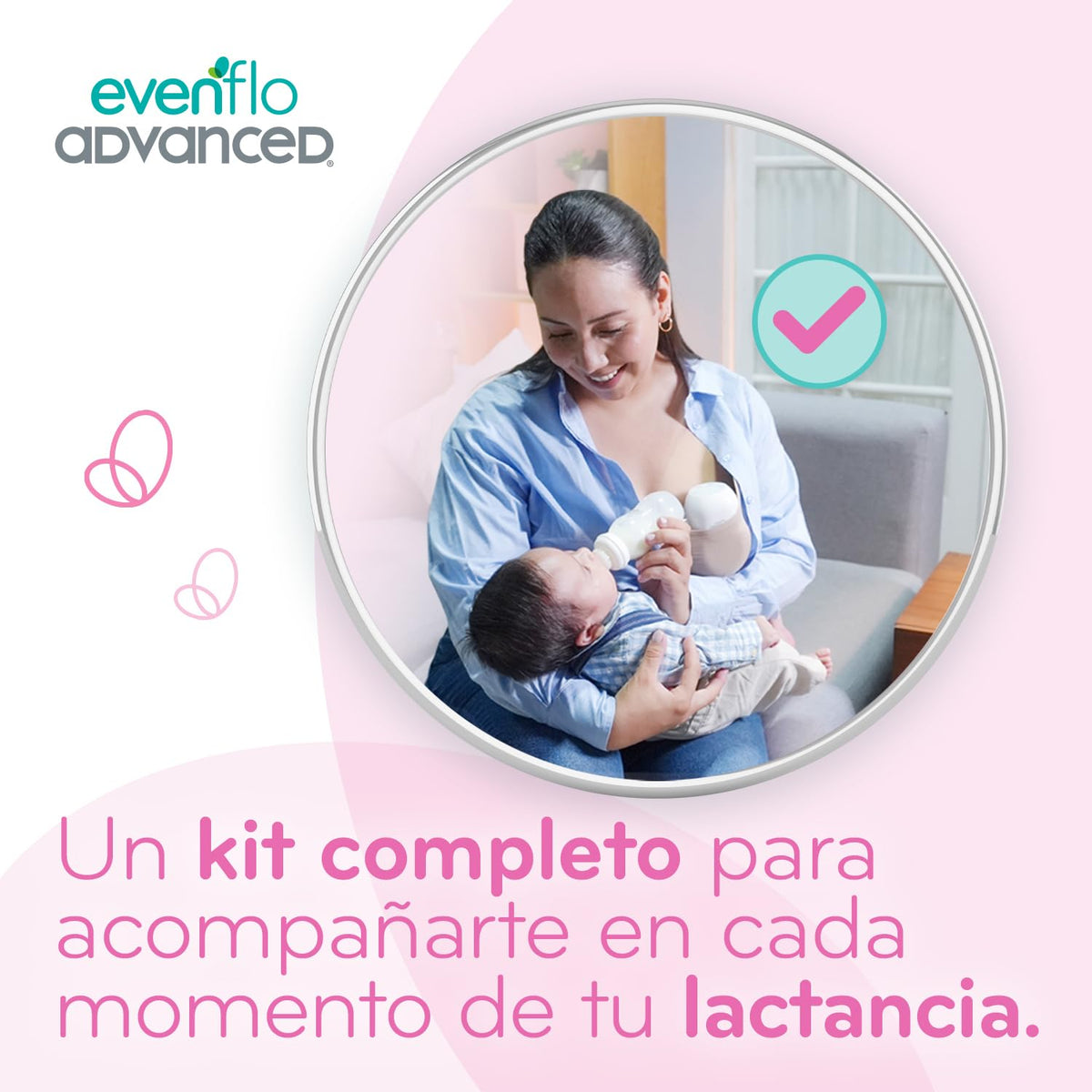 Evenflo Advanced Set de Lactancia con Extractor Eléctrico, Incluye 6 Artículos, Pezoneras, Protectores, Toallitas, Biberón 60ml, Bolsas Almacenadoras de Leche Materna