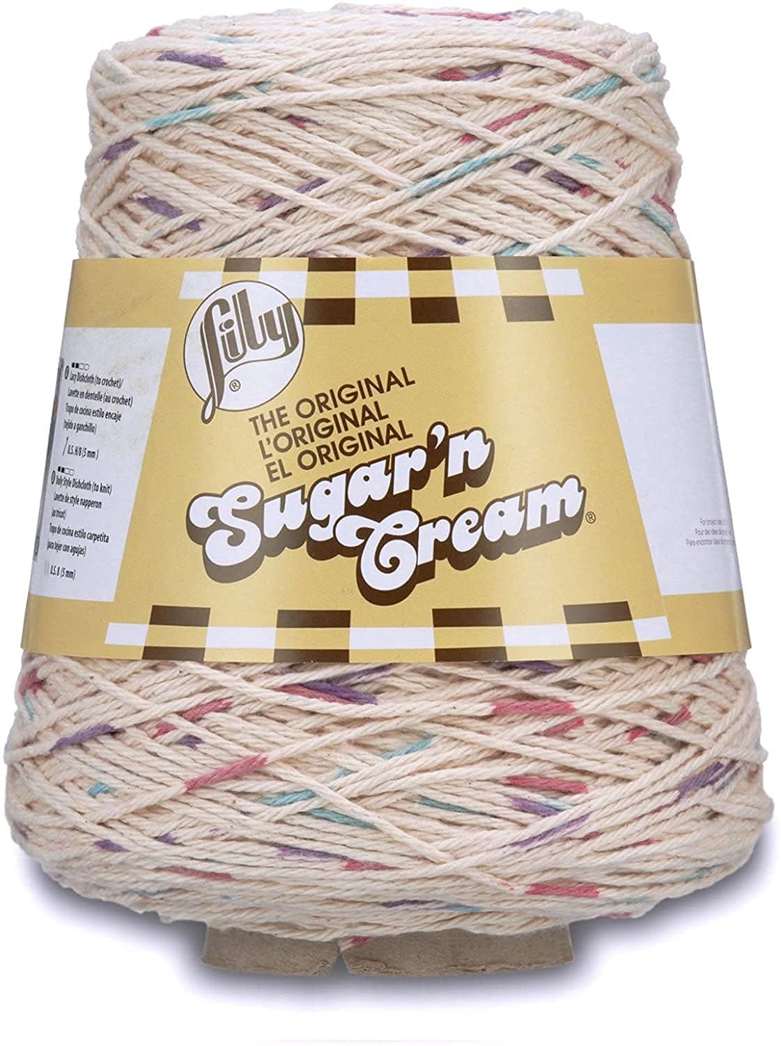 Lily Sugar N Cream Conos - Hilo de popurrí - 1 paquete de 14 oz/400 g - Algodón - #4 M - 706 yardas - Tejer/Crochet