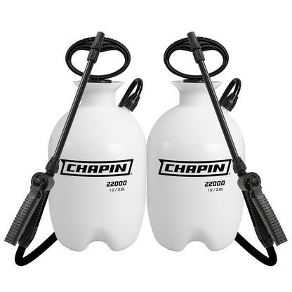 Chapin 22000 Made in USA Value Pack of 2 Units, 1 Gallon Lawn and Garden Pump Pressured Sprayer, for Spraying Plants, Garden Watering, Lawns, Weeds and Pests, Translucent White