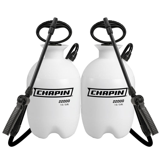 Chapin 22000 Made in USA Value Pack of 2 Units, 1 Gallon Lawn and Garden Pump Pressured Sprayer, for Spraying Plants, Garden Watering, Lawns, Weeds and Pests, Translucent White