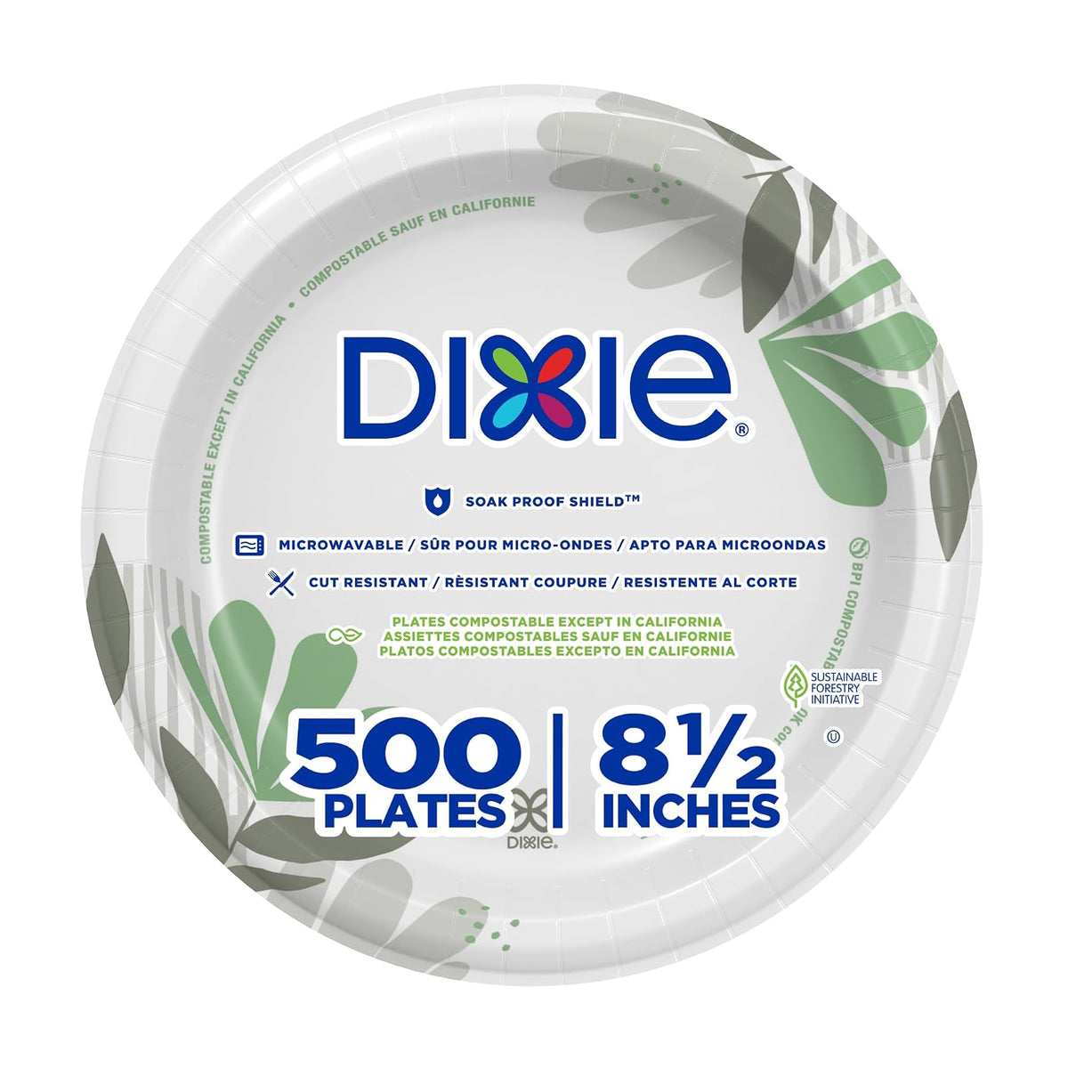 Dixie GP PRO (Georgia-Pacific), Pathways, UX9WS, 500 unidades (125 platos por paquete, 4 paquetes por caja)