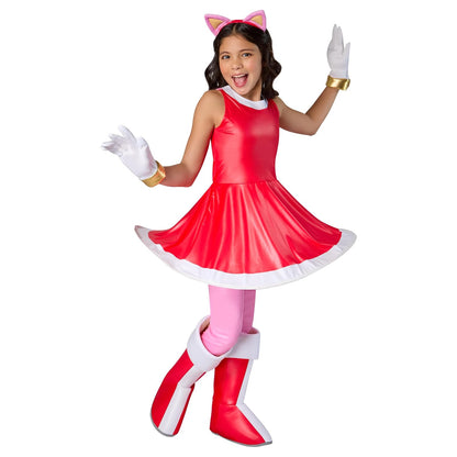 Rubies Sonic The Hedgehog: Amy Rose Disfraz de lujo para niños, niña pequeña, rosa, rojo, blanco, Small