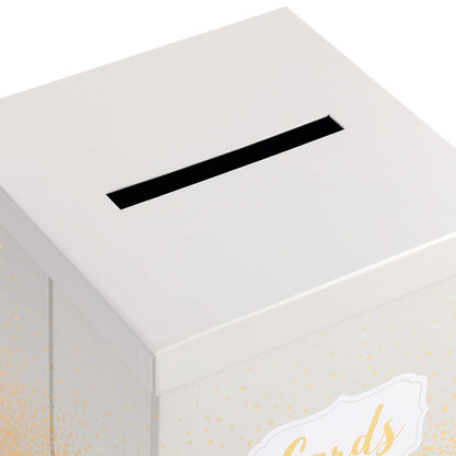 Hallmark - Elegante caja de recepción de tarjetas de 10 pulgadas (perlas y puntos dorados) para bodas, graduaciones, jubilaciones, cumpleaños, casas abiertas, aniversarios