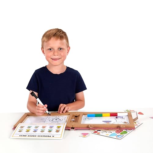 Melissa & Doug Natural Play: Juega-Dibuja-CREA Kit Reutilizable para Dibujo e Imanes – Princesas (54 Imanes, 5 Marcadores de Borrado En Seco) - Materiales Acreditados por el FSC
