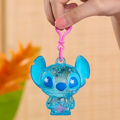 Disney Figura Clip-On Swirl-a-Stitch Stitch, Figura de Plástico de 8 cm con Líquido, Cuentas de Colores y Brillantina, Juguete para Niños de 3 Años en Adelante, de Just Play