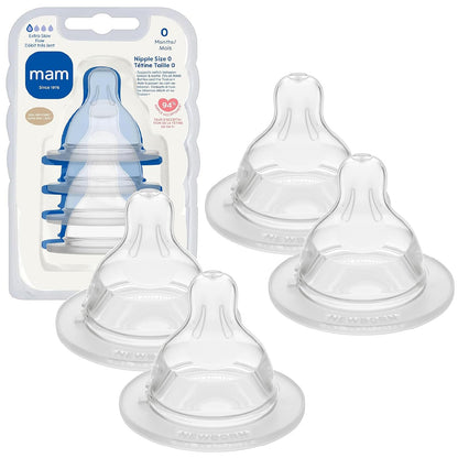 MAM Pezones de Silicona SkinSoft, Sin BPA, Paquete de 4 - Flujo extra lento, paquete de 4