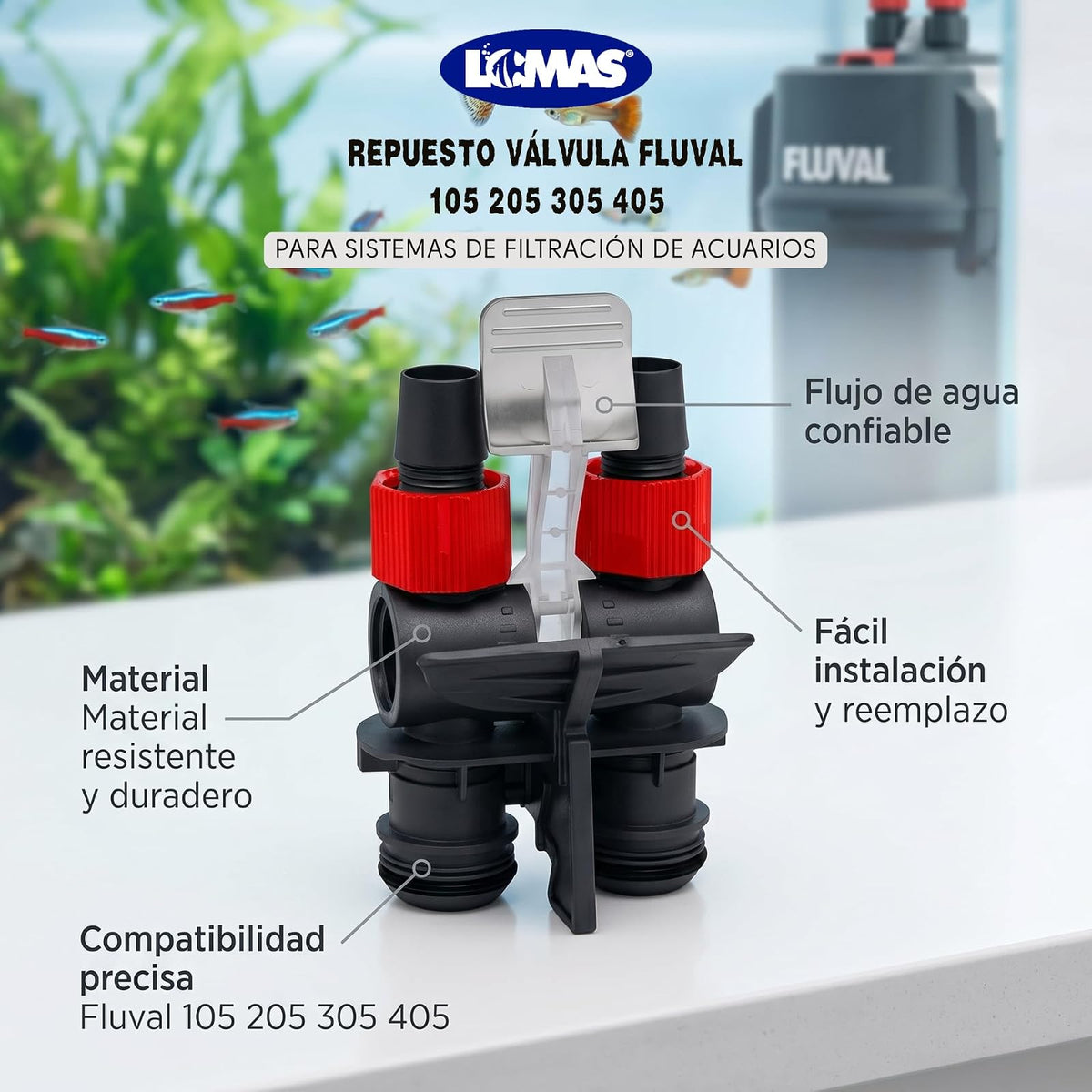 Hagen Repuesto Válvula Fluval 105 205 305 405 para Sistemas de Filtración de Acuarios