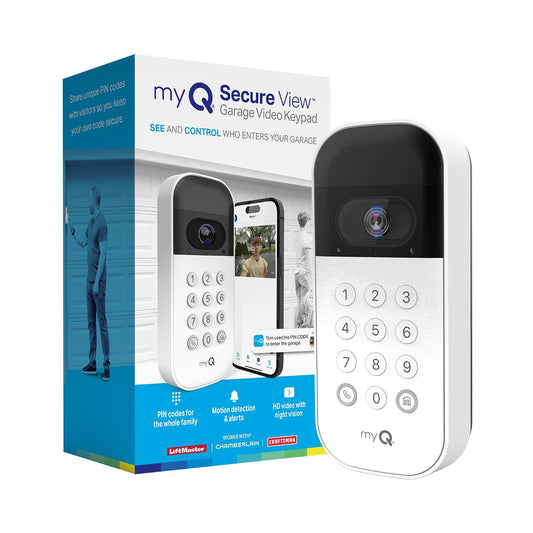 myQ Smart Garage Door - Teclado de vídeo con cámara Gran Angular, códigos Pin Personalizables y Control de Smartphone: Toma el Control de tu Acceso al cochera Funciona con abridores de Chamberlain,