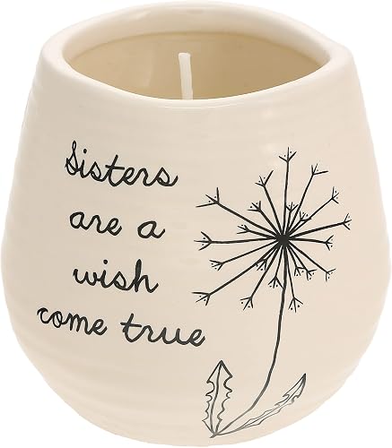 Pavilion Gift Company Plain Dandelion Sisters are a Wish Come True - Vela aromática de soja de cerámica amarilla