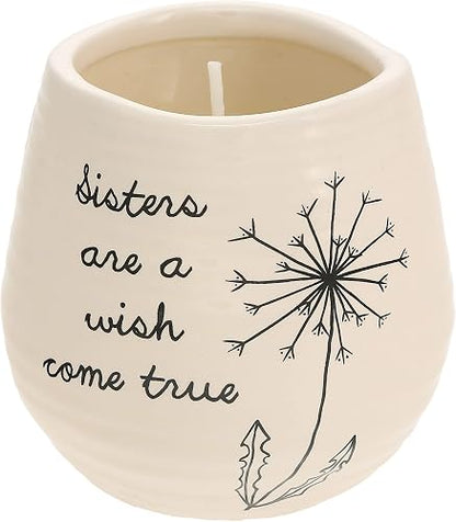 Pavilion Gift Company Plain Dandelion Sisters are a Wish Come True - Vela aromática de soja de cerámica amarilla