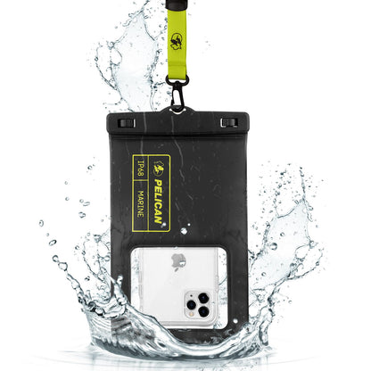 Pelican Marine Funda Impermeable Flotante para Teléfono IP68 - Negro - Amarillo de alta visibilidad - XL