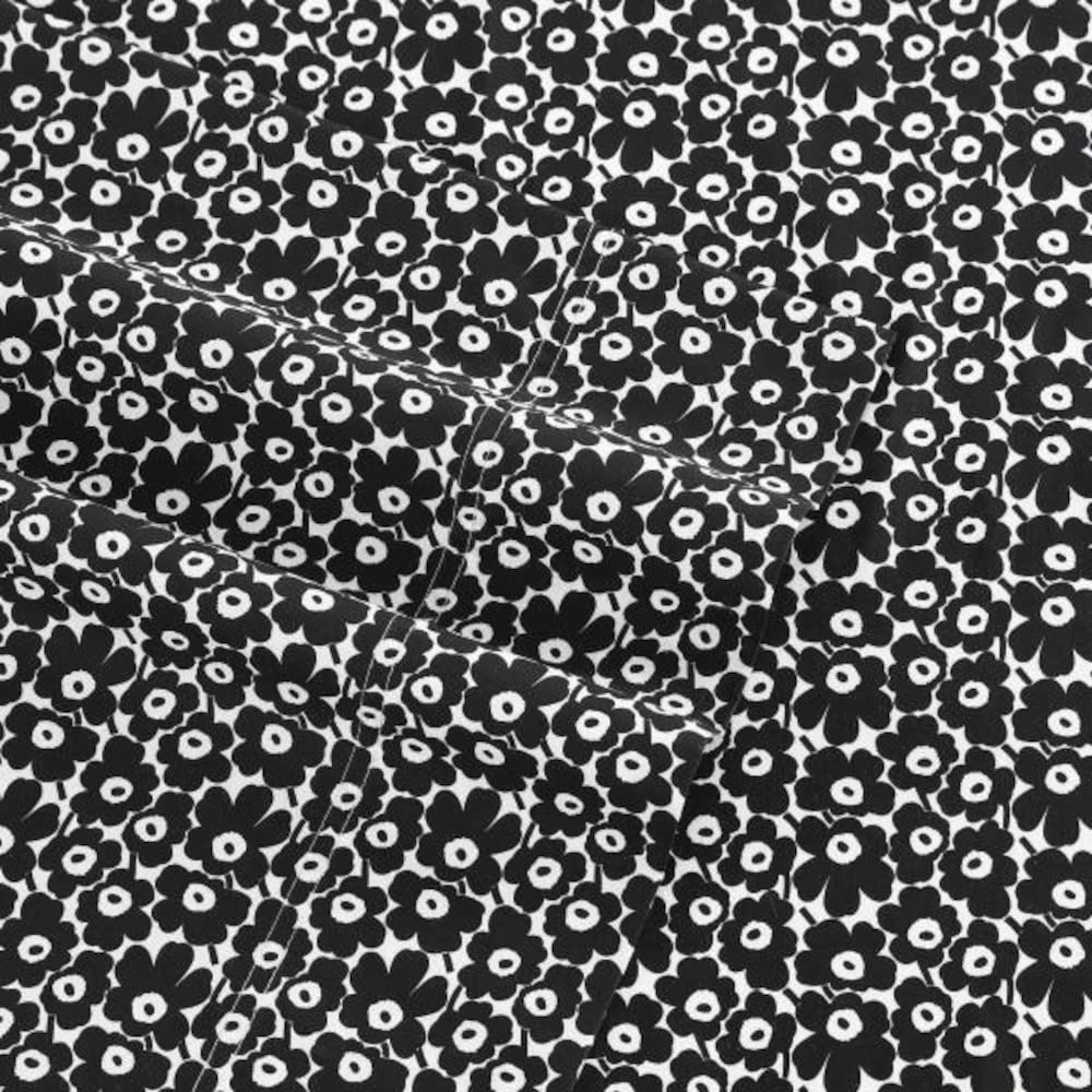 MARIMEKKO - Juego de sábanas de algodón percal para decoración del hogar (Pikkuinen Unikko Negro, matrimonial)