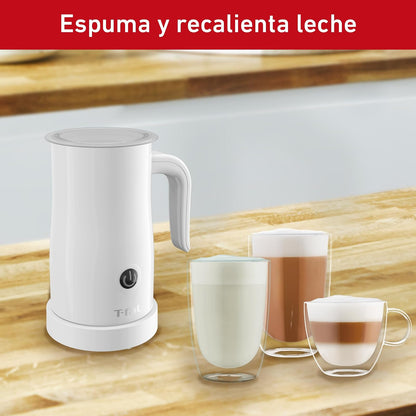 T-fal Espumador de Leche Eléctrico XL1001X0 | Recubrimiento antiadherente, base giratoria 360°, prepara lattes y capuchinos