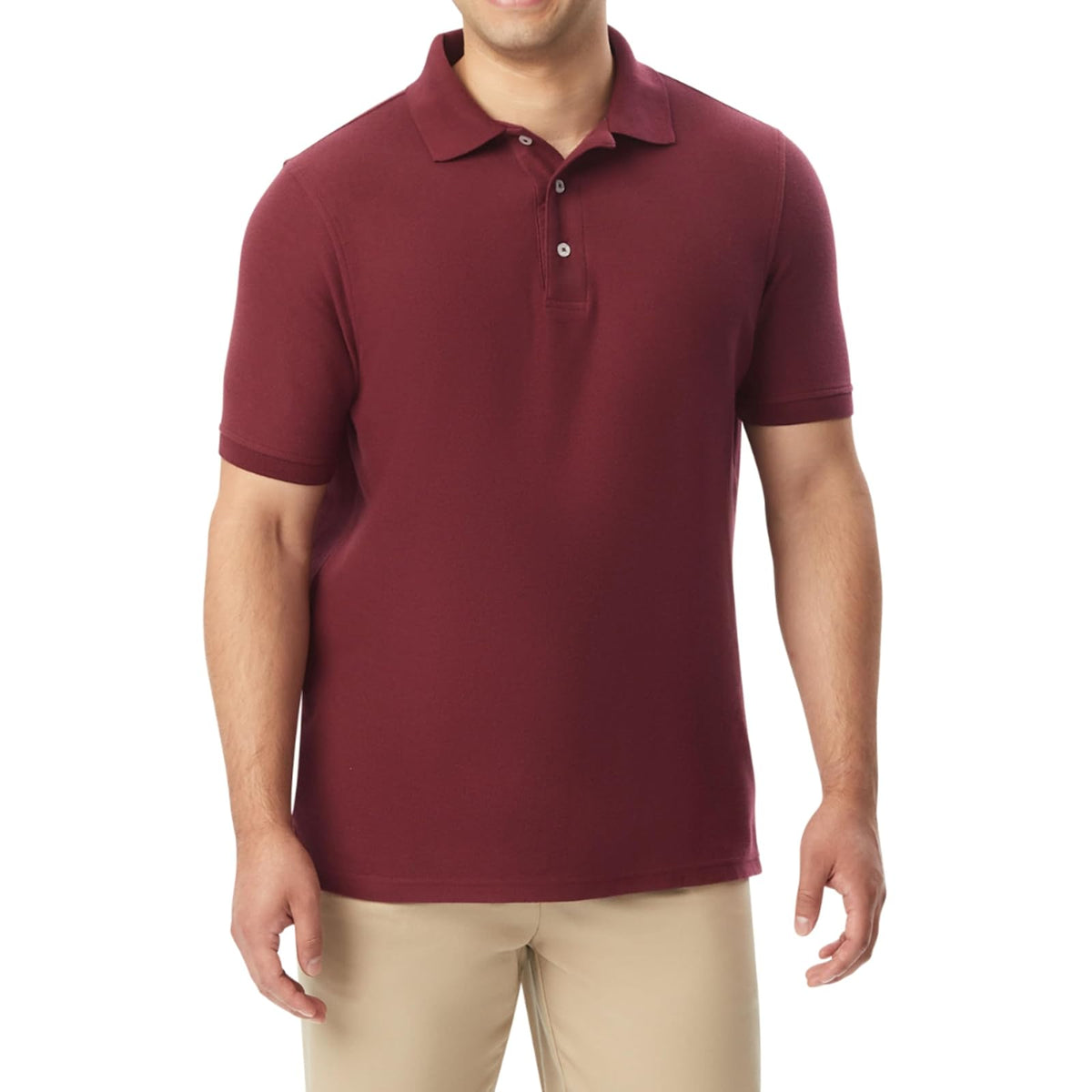 French Toast Playera Polo de Piqué de Manga Corta para Niño - 2T - Borgoña