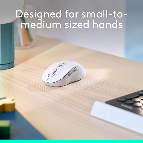 Logitech Signature M650 Mouse inalámbrico - para Manos pequeñas y Medianas, 2 años de batería, Clicks silenciosos, Botones Personalizables, Bluetooth, PC/Mac/multidispositivo/Chromebook - Blanco