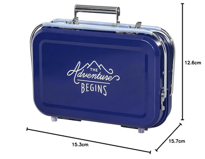 Gentlemen Hardware – Barbacoa de carbón portátil retro con funda de transporte de metal, ligera, para asar sobre la marcha, fácil de montar, duradera, práctica (azul)