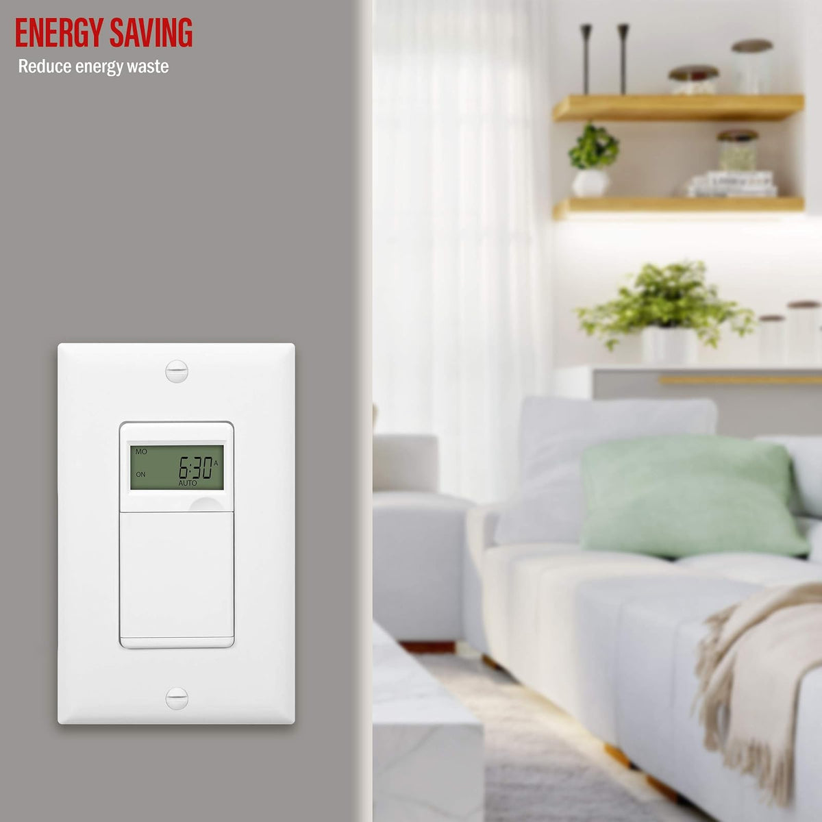 Enerlites HET01-C Programmable Timer Switch Digital Timer Switch for Lights, Fans, Motors, Timer in wall, 7-Day 18 ON/OFF Timer Settings, 2PCS. NEUTRAL WIRE REQUIRED, White