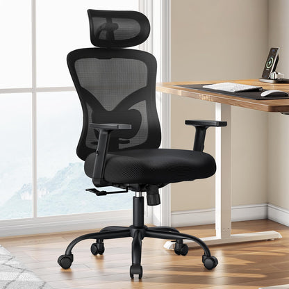 Marsail - Silla ergonómica de Oficina para Juegos con Soporte Lumbar, reposacabezas 2D, reposabrazos Ajustables, cojín de Asiento Contorneado, Silla de computadora de computadora con Ruedas para el