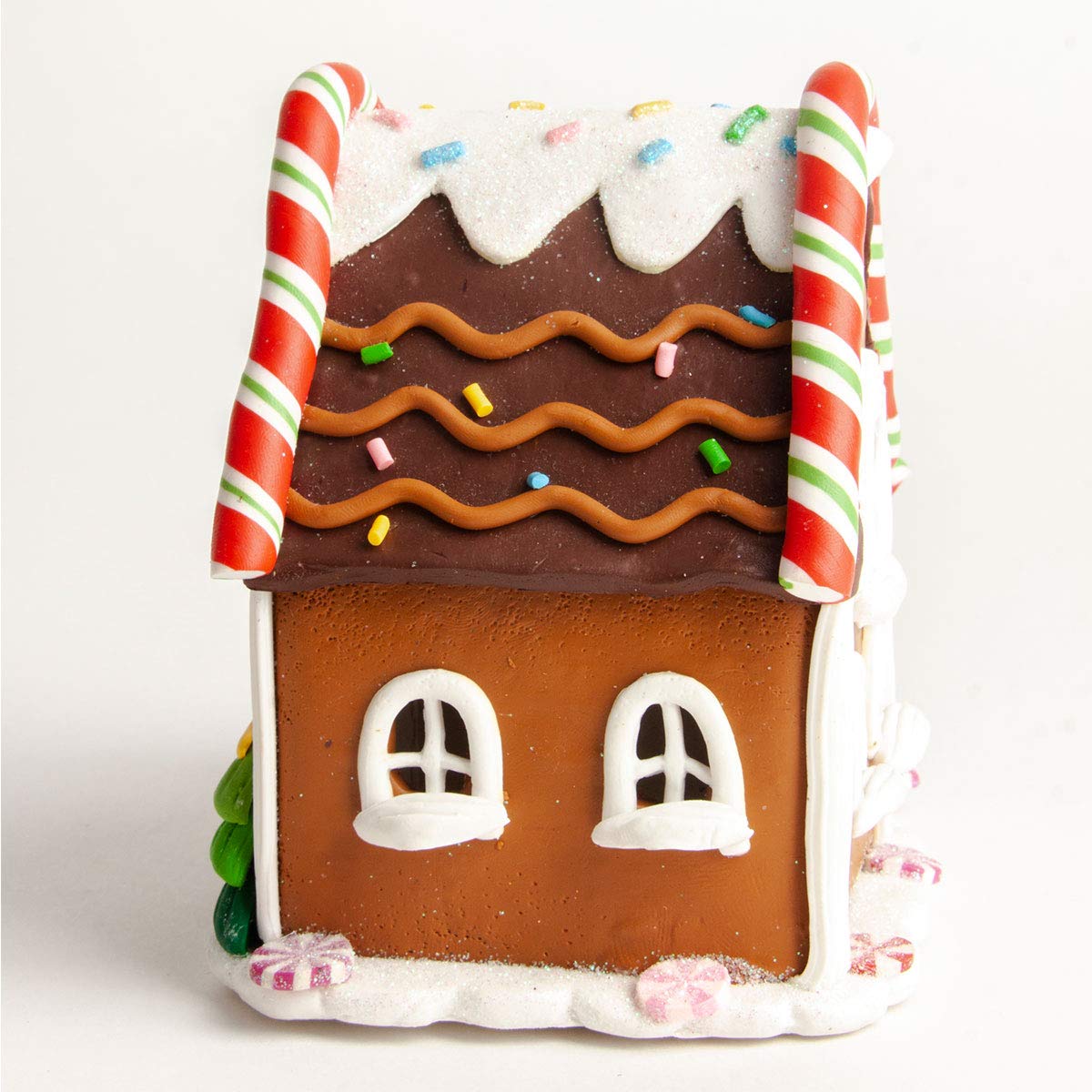 Casita de Jengibre Iluminada | para Villa Navideña | Santa y Pino | Multicolor | Running Decora