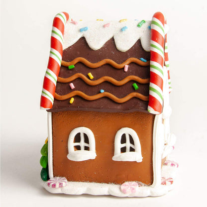 Casita de Jengibre Iluminada | para Villa Navideña | Santa y Pino | Multicolor | Running Decora
