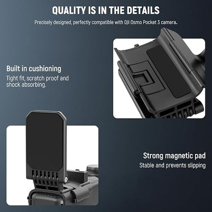 NEEWER Basics Soporte Magnético Compatible con dji Osmo Pocket 3 Xtra Muse | Soporte Ajustable 180°, Soporte Plástico Cámara, Adaptador Multifunción Expansión Accesorios Para Grip Batería Pocket 3,AC015