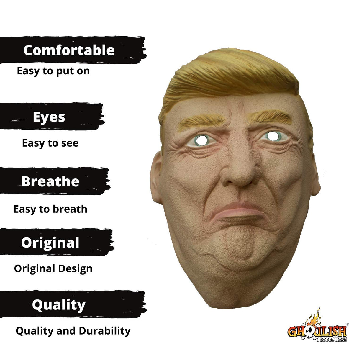 Ghoulish Productions Máscara de Presidente de Estados Unidos, Disfraz de Persona Famosa Ideal para Halloween