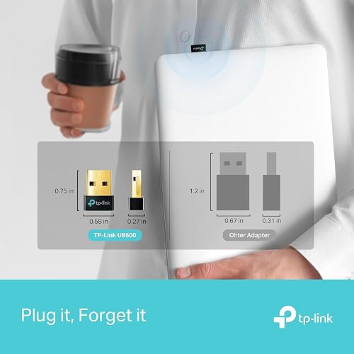 TP-Link Bluetooth 5.0 USB Adaptador, Compatible con Windows 10/8.1/8/Win 7/XP, para PC, portátil, Mouse, Teclado, Auriculares (UB500)