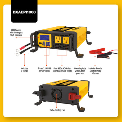 DEWALT DXAEPI1000 - Inversor de Potencia (1000 W, 2000 W)
