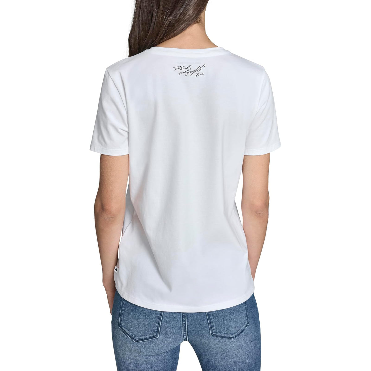 Karl Lagerfeld - Playera de Manga Corta con Cuello Redondo para Mujer
