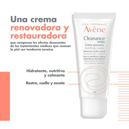 Avene Cleanance Hydra Crema Hidratante Facial para Piel Grasa, 40ml