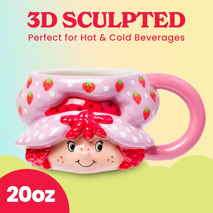 Silver Buffalo Taza de cerámica vintage 3D esculpida con diseño de Shortcake de fresa, 591 ml (20 oz)