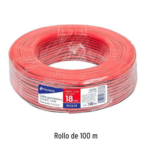 Volteck CABO-18B, Cable para bocina, 18 AWG, bicolor, 100 m