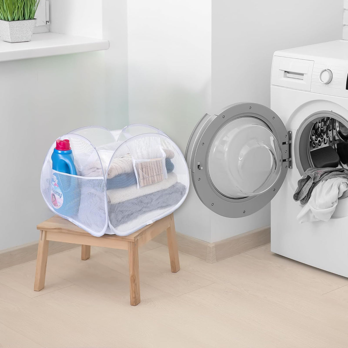 Pro-Mart DAZZ Deluxe Pop-Up Hamper, Pyramid, White