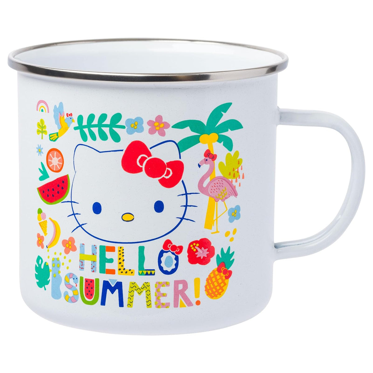Silver Buffalo Hello Kitty Set de Tazón para Ramen con Palillos, 20 oz - Hello Kitty Summer Tropical