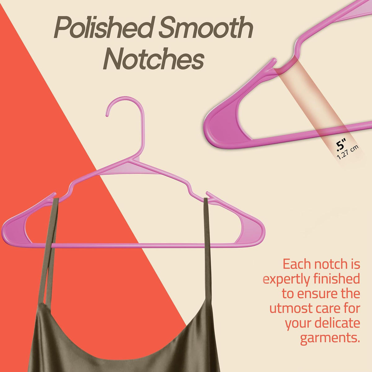 Campior Premium Clothes Hangers – Space-Saving Slim Design, Lightweight and Durable Plastic with Smart Shoulder Grooves, Versatile Usage for Organizing Laundry, Coats, and Clothes, Pink, Pack of 20