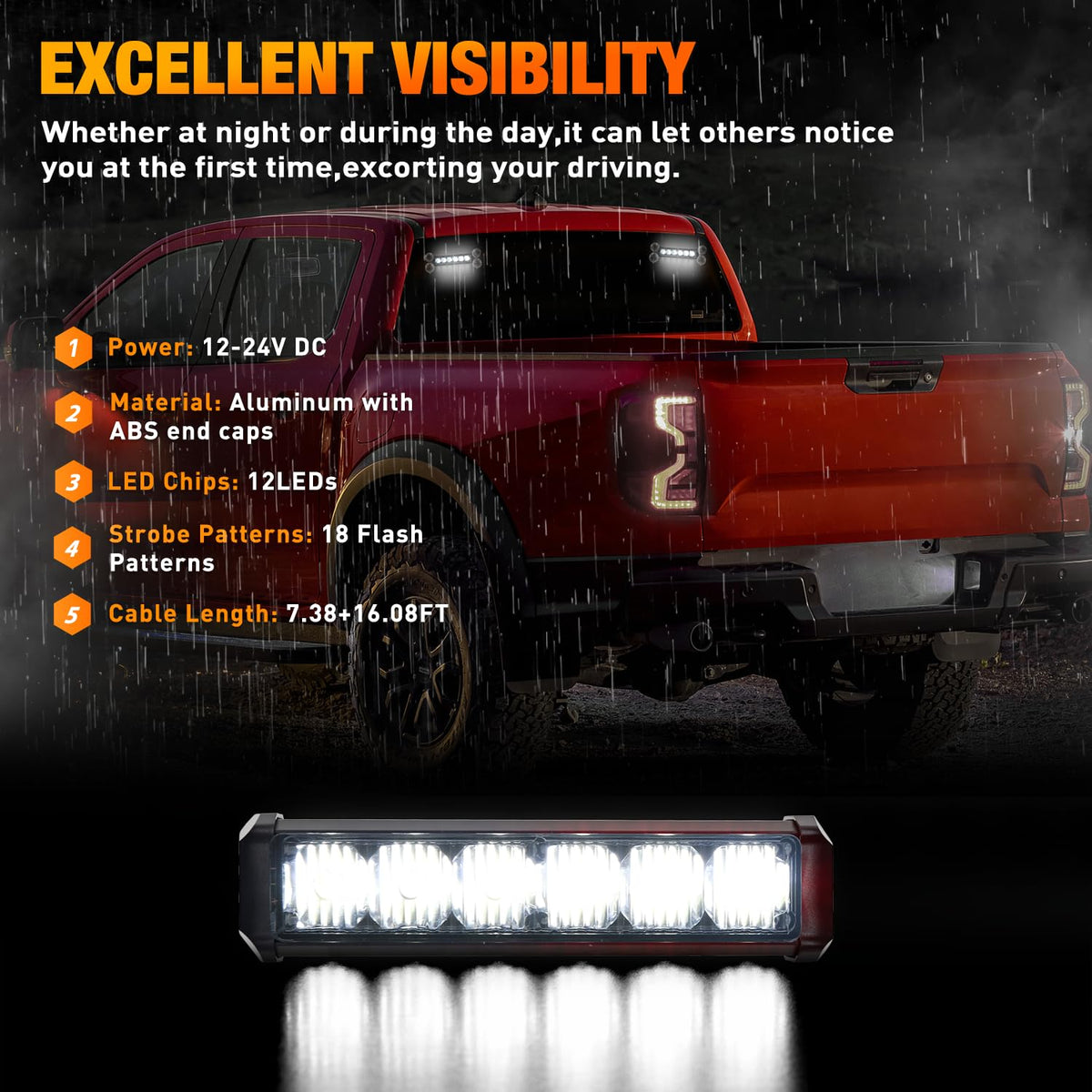 Nilight 12LEDTraffic Advisor - Luces estroboscópicas 2 en 1 Blancas de Advertencia de Emergencia, Peligro, salpicadero, luz Intermitente para Automóviles, Camiones, policía, Bombero, arado, vehículos de