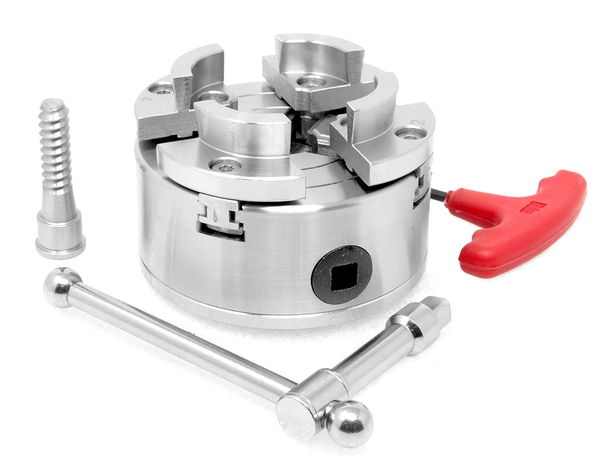 WEN LA4374 Juego de mandril de torno autocentrante de 3.75 pulgadas con rosca de 8 TPI de 1 pulgada