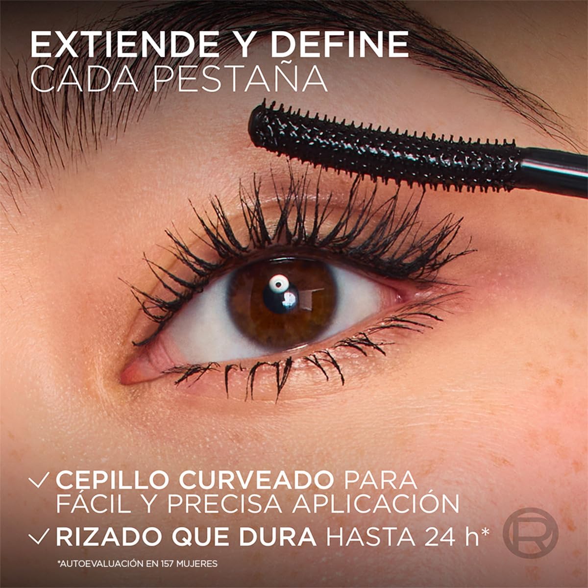L'Oréal Paris Extensionist Máscara de Pestañas Tono Café, Efecto Alargamiento, Definición y Rizado, Para Pestañas Hasta 5mm Más Cerca de Tus Cejas, Dura Hasta 24h, Tono Café