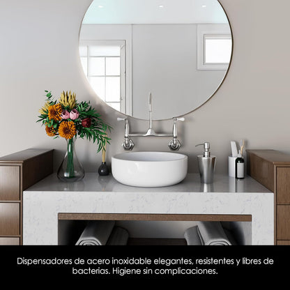 Art & Home Elegante Despachador para Jabón líquido de Acero Inoxidable 500 ml. para Uso en baño, Cocina, Oficina, Comercio