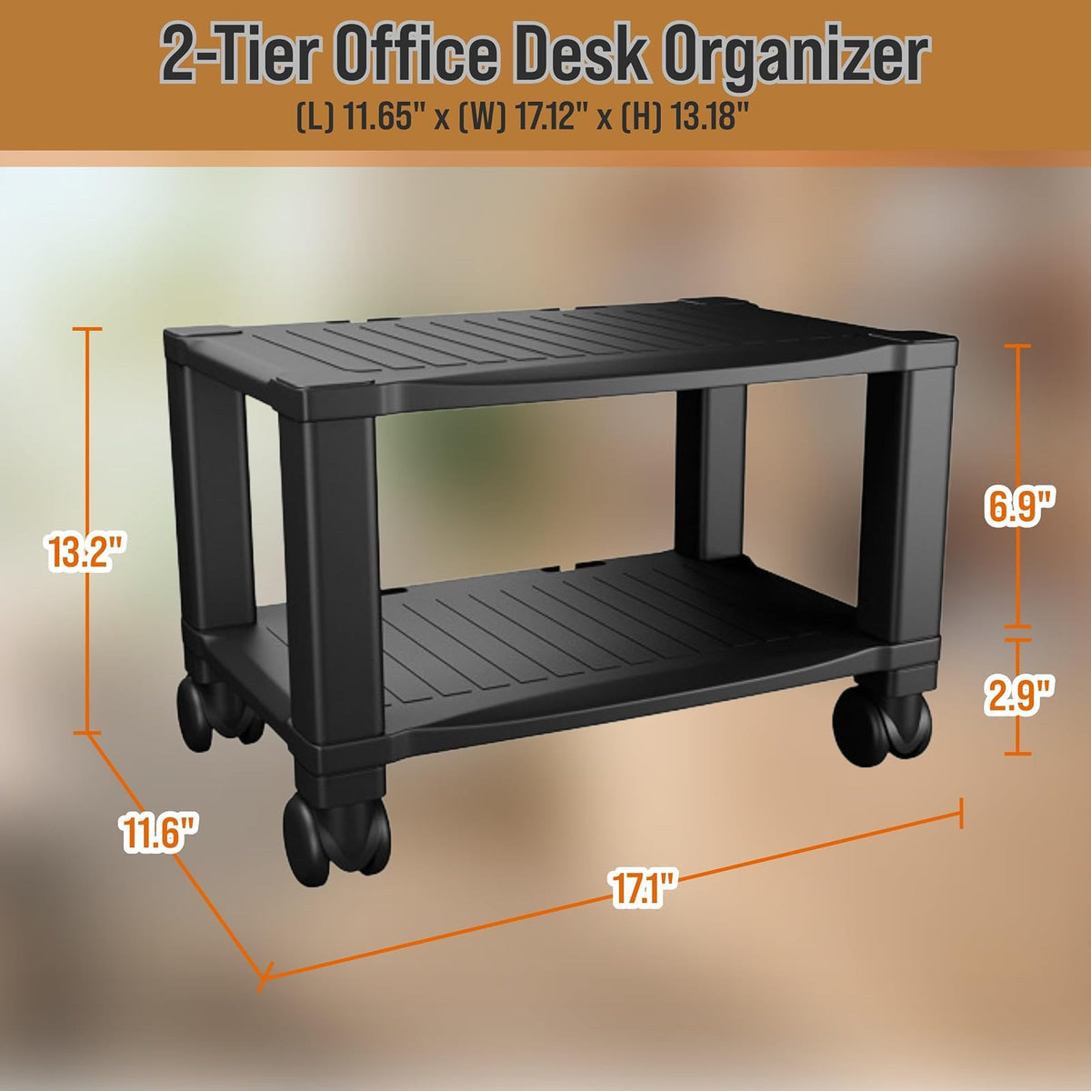 Home-Complete Soporte para Impresora de 2 Niveles para fax, escáner, Impresora, Suministros de Oficina, Compacto y móvil con Ruedas para Almacenamiento portátil