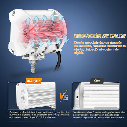 Nilight Marine - Juego de luces LED de navegación, 2 unidades de 4 pulgadas con puntos blancos de inundación, iluminación de muelle para cubierta de barco de Ponton, para pesca nocturna, puerto de