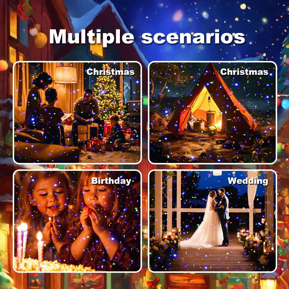 VanSmaGo Proyector Láser de Luces de Navidad para Exterior, Láser de 3 Colores, Espectáculo de Luces de Luciérnaga con Mando a Distancia RF, Regalo de Navidad, Decoración del Hogar, Jardín