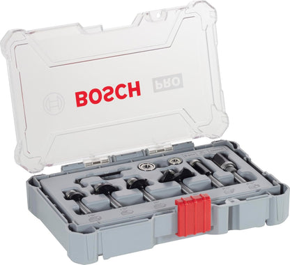 Bosch Juego de Fresas para Router, Vástago 1/4 Pulgada - 6 piezas. | Juego de fresas de borde y cantos - Medianas