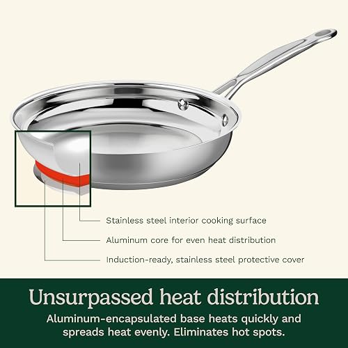 Cuisinart Sartén Antiadherente Chef's Classic 20 cm Acero Inoxidable | Sartén con Acabado espejo de acero inoxidable 20 cm con Antiadherente. Mango Cool Grip frío al tacto. Seguro para horno.