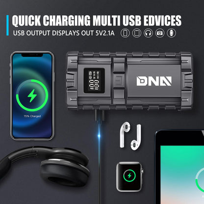 DNA Motoring Arrancador de Bateria Portatil 1500 A 16000 mAh 12 V con Funda, Negro TOOLS-00305