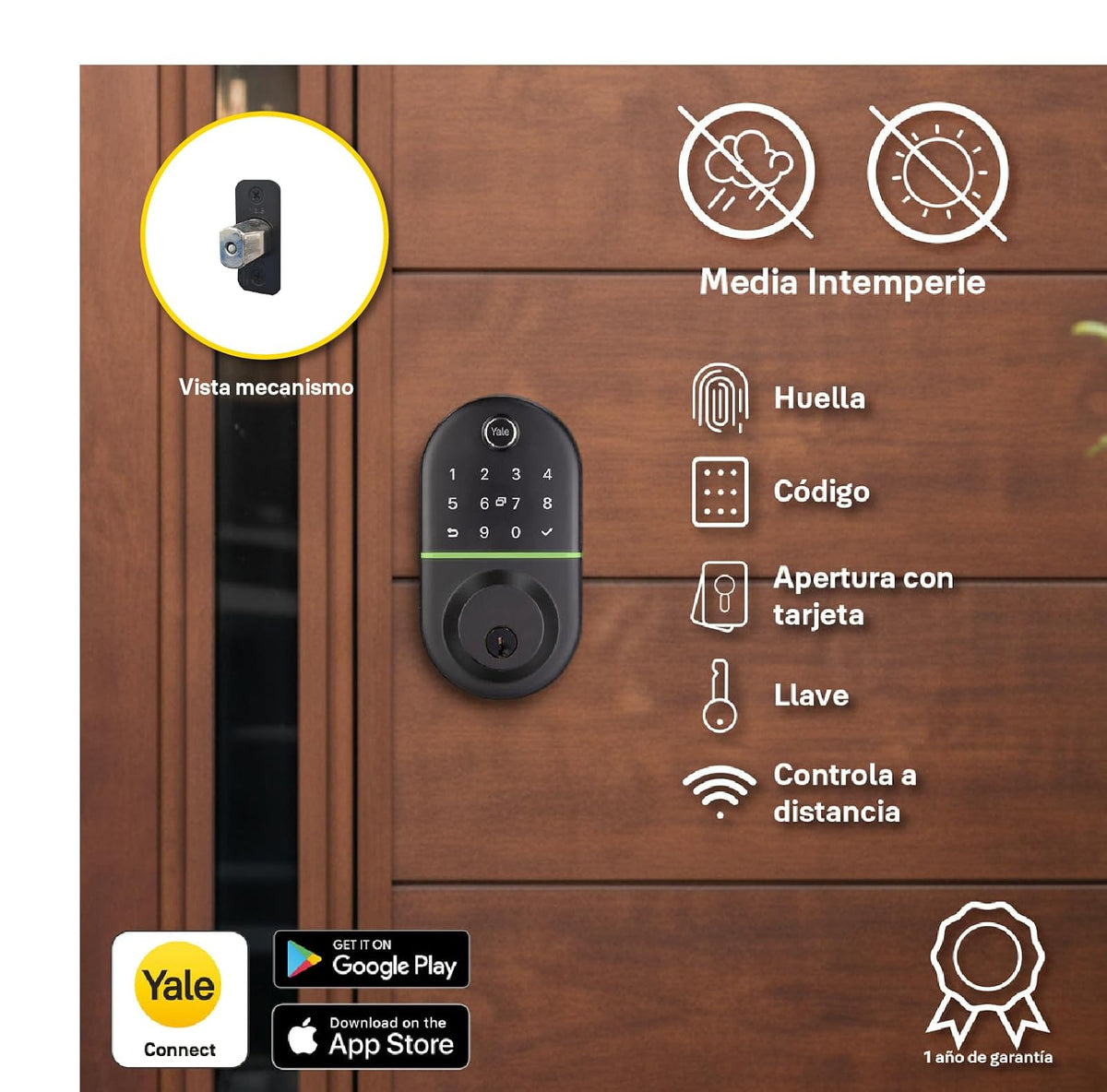 Yale Cerradura Inteligente Compact Cerrojo Biom?trica Bon Hub Wi-fi
