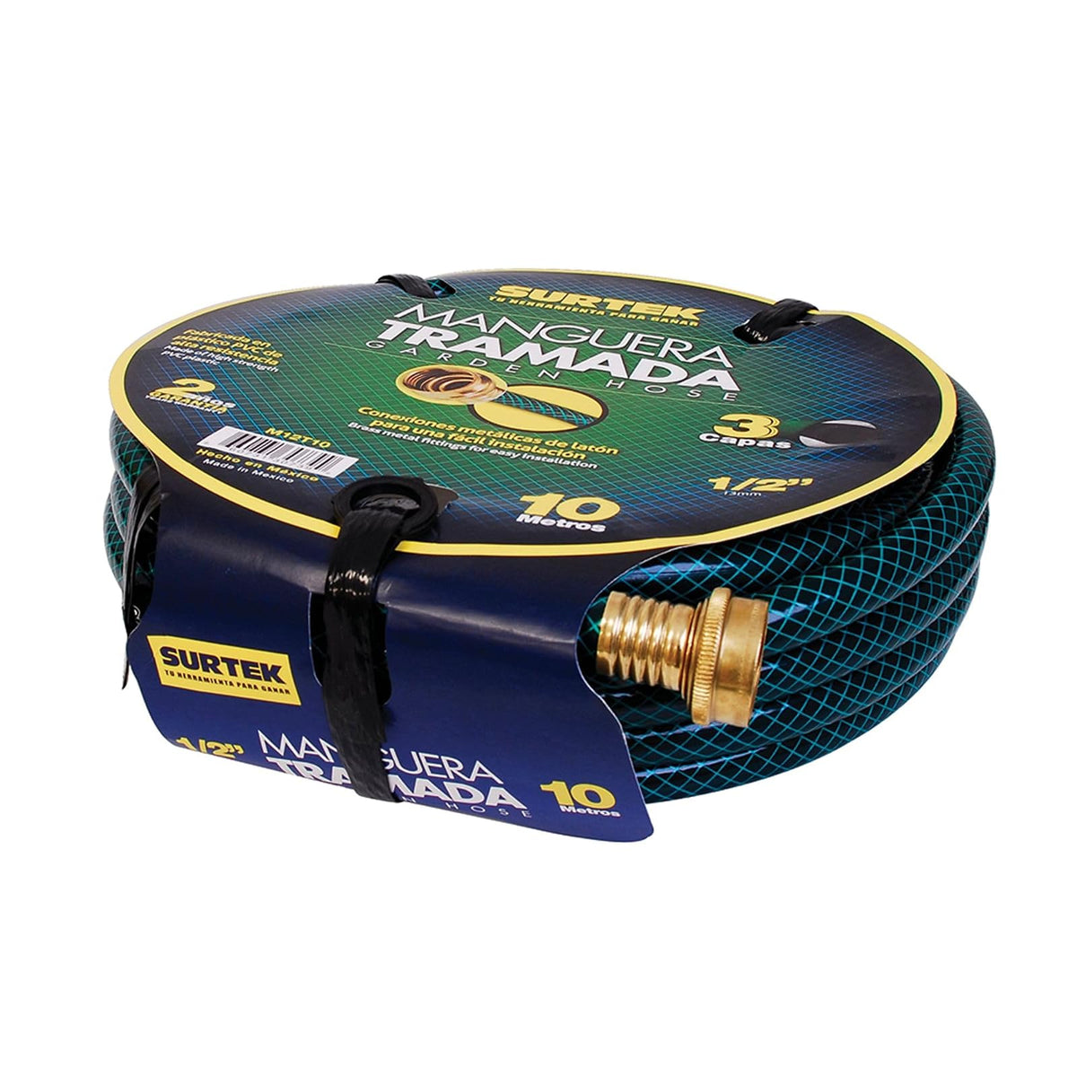 Surtek M34T25 Manguera para jardín tramada con conector metálico 3/4", 25 m