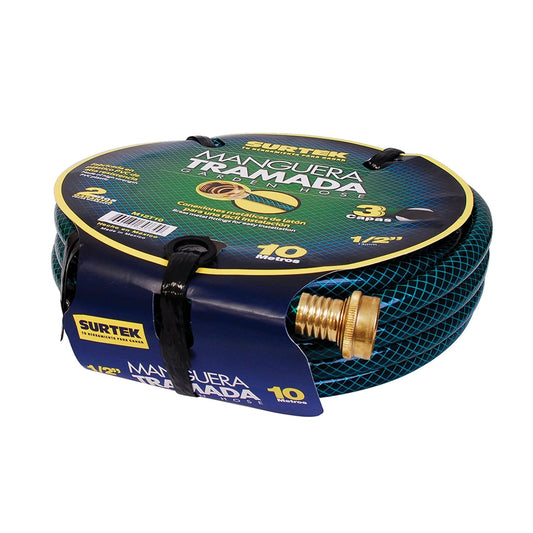 Surtek M34T25 Manguera para jardín tramada con conector metálico 3/4", 25 m