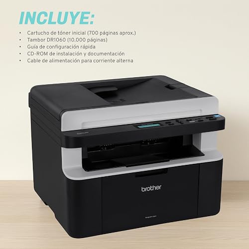 Brother Multifuncional Láser Monocromático DCP-1617NW, Conectividad Wi-Fi | Impresión blanco y negro, con conectividad Wi-Fi, ideal para pequeñas empresas o el hogar
