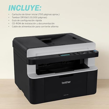 Brother Multifuncional Láser Monocromático DCP-1617NW, Conectividad Wi-Fi | Impresión blanco y negro, con conectividad Wi-Fi, ideal para pequeñas empresas o el hogar